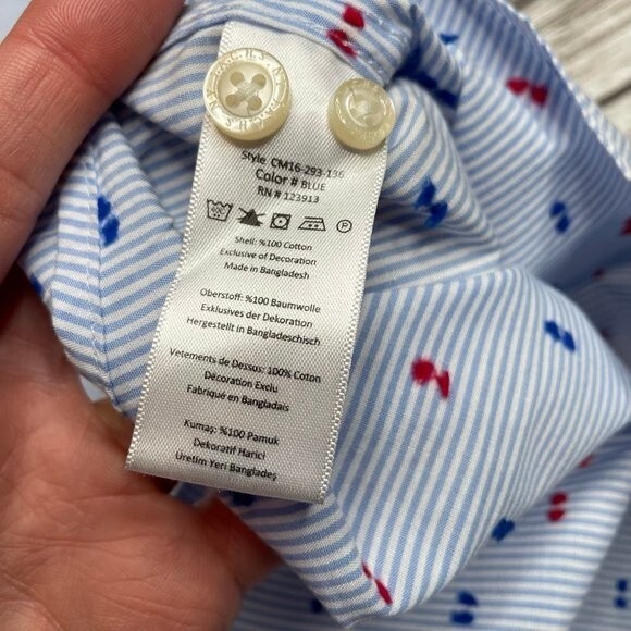 J.A.C.H.S. Manufacturing Co. Button Down Shirt Size 16.5 34-35 Red White & Blue - Picture 10 of 14